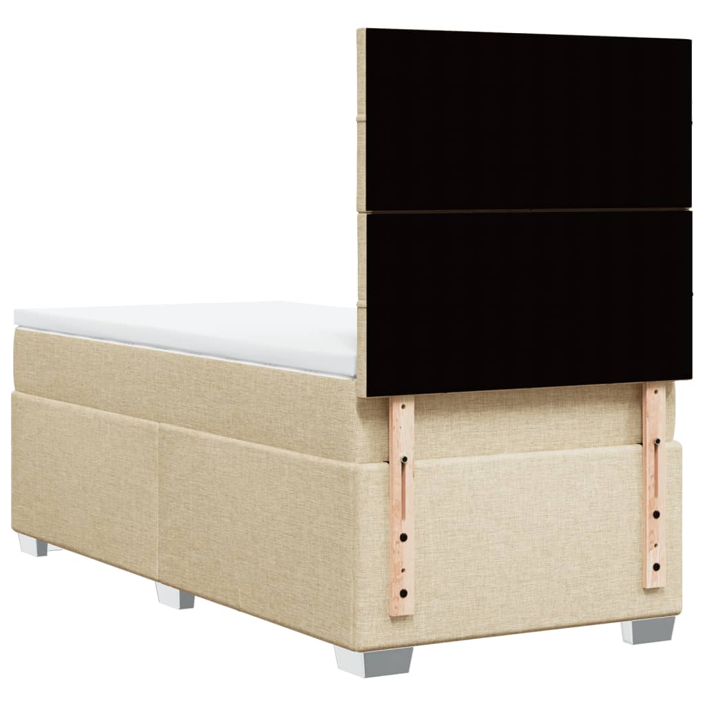 vidaXL Κρεβάτι Boxspring με Στρώμα Κρεμ 90x190 εκ.Υφασμάτινο