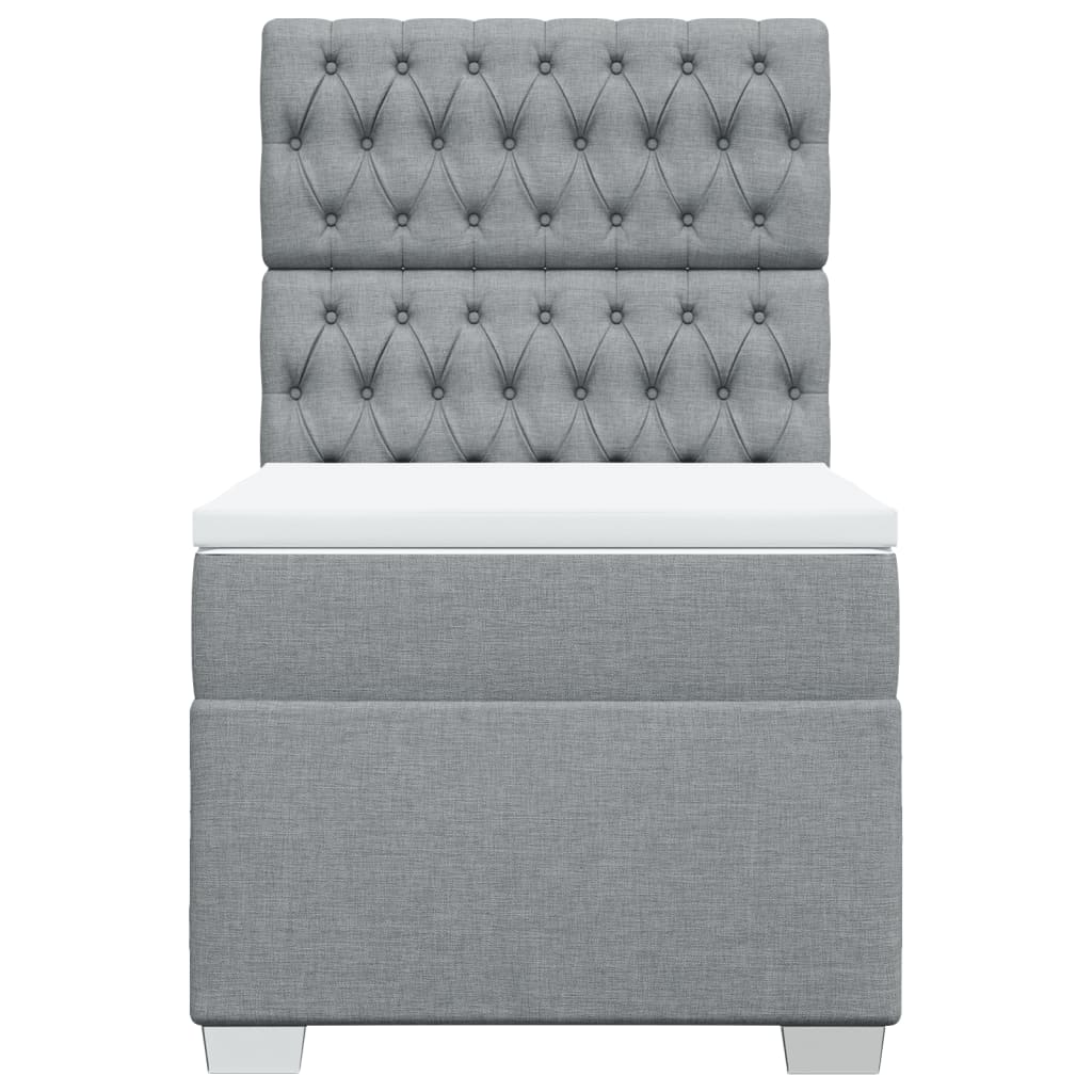 vidaXL Κρεβάτι Boxspring με Στρώμα Ανοιχτό Γκρι 90x190 εκ. Υφασμάτινο