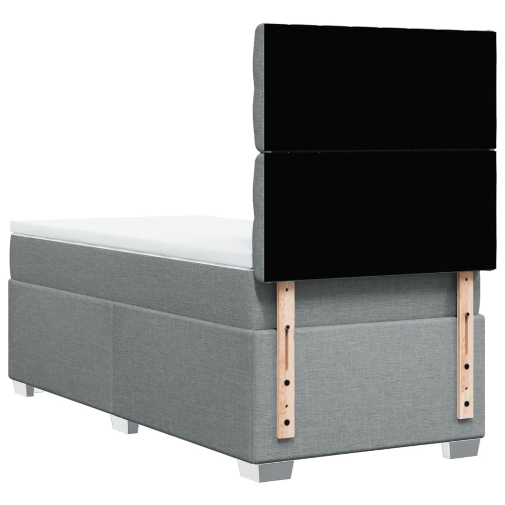 vidaXL Κρεβάτι Boxspring με Στρώμα Ανοιχτό Γκρι 90x190 εκ. Υφασμάτινο