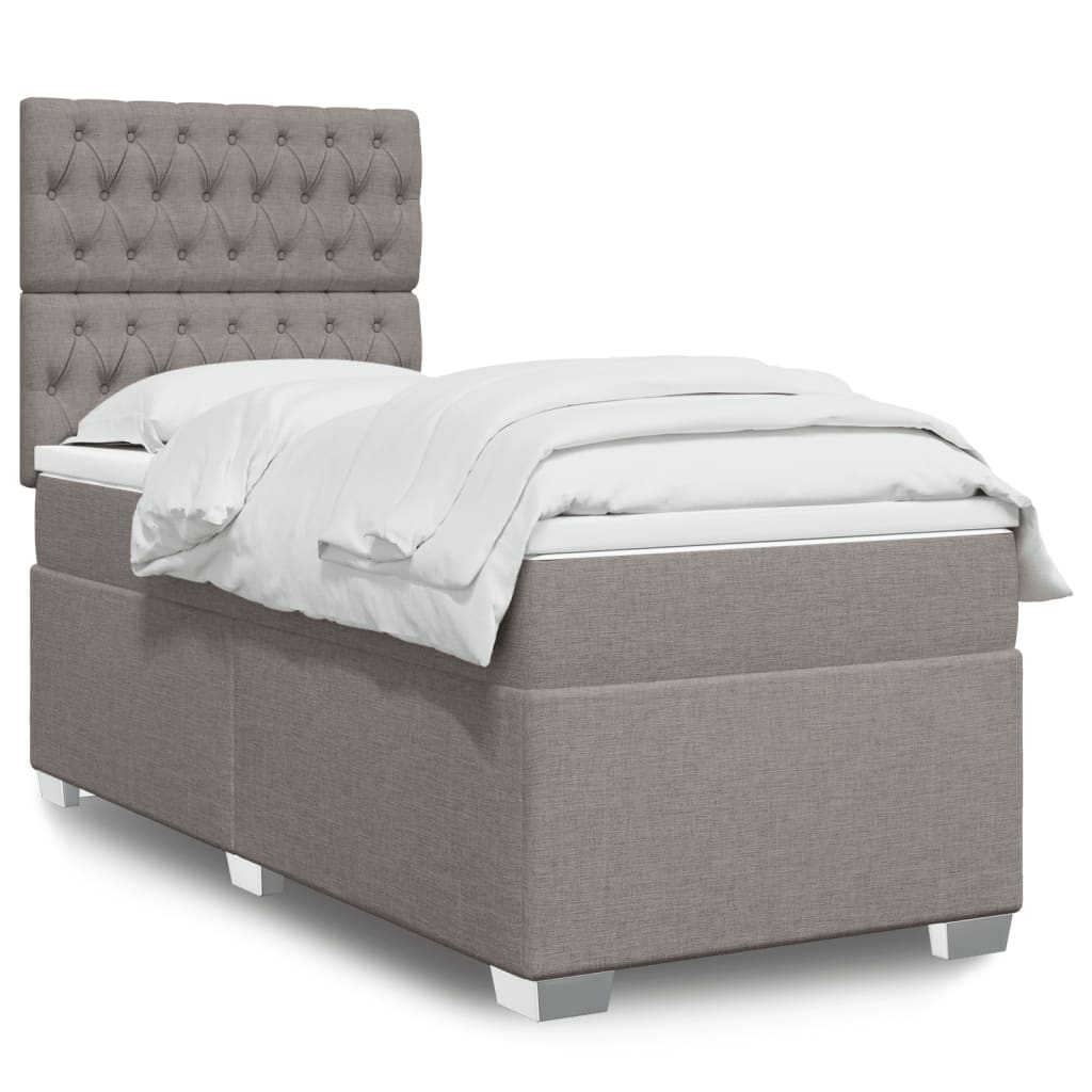 vidaXL Κρεβάτι Boxspring με Στρώμα Taupe 90x190 εκ.Υφασμάτινο