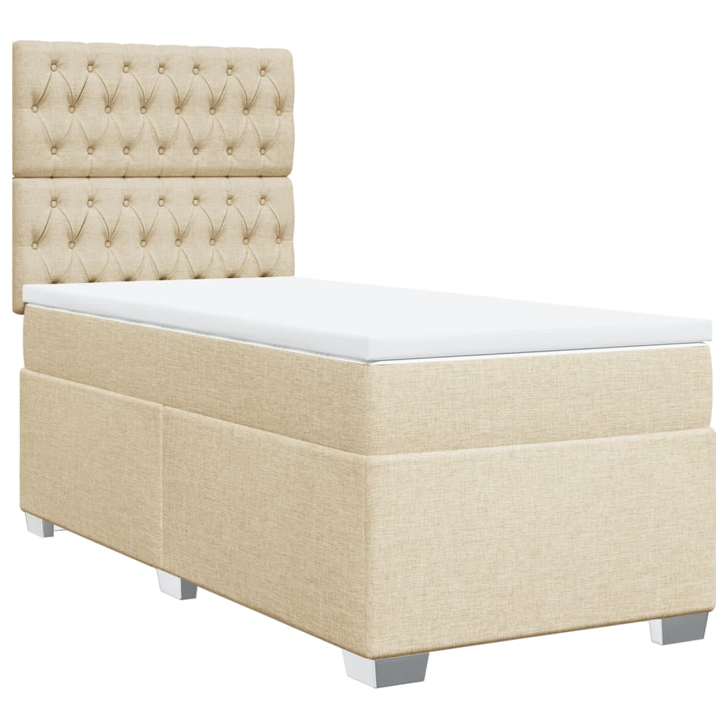 vidaXL Κρεβάτι Boxspring με Στρώμα Κρεμ 90x190 εκ.Υφασμάτινο
