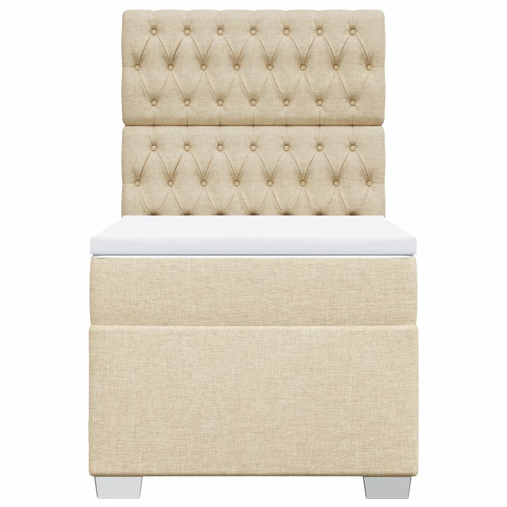 vidaXL Κρεβάτι Boxspring με Στρώμα Κρεμ 90x190 εκ.Υφασμάτινο