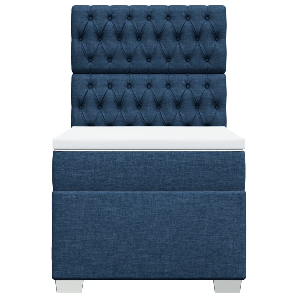 vidaXL Κρεβάτι Boxspring με Στρώμα Μπλε 90x190 εκ.Υφασμάτινο