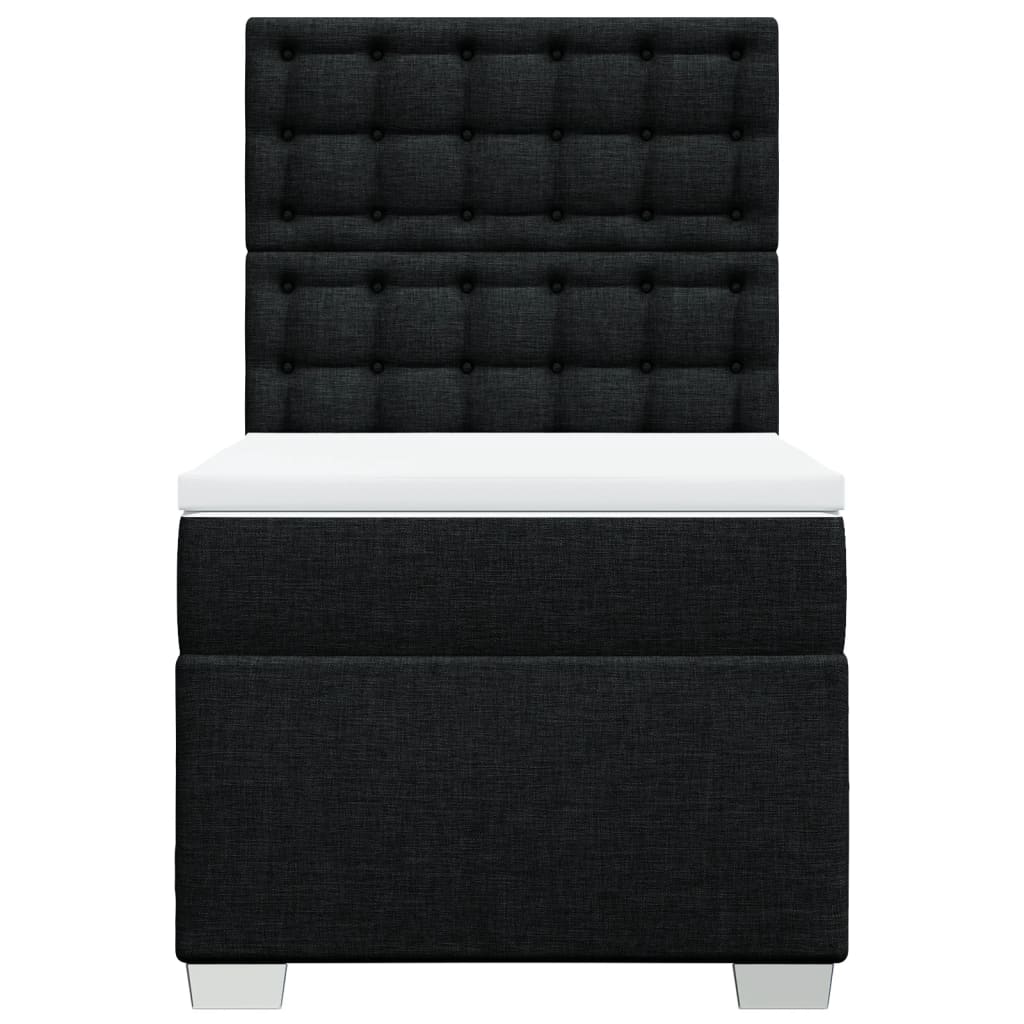 vidaXL Κρεβάτι Boxspring με Στρώμα Μαύρο 90x190 εκ.Υφασμάτινο