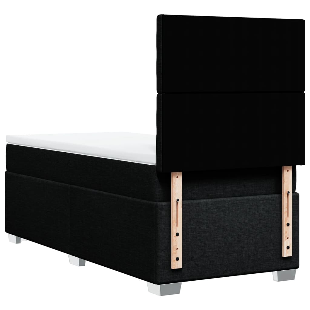 vidaXL Κρεβάτι Boxspring με Στρώμα Μαύρο 90x190 εκ.Υφασμάτινο