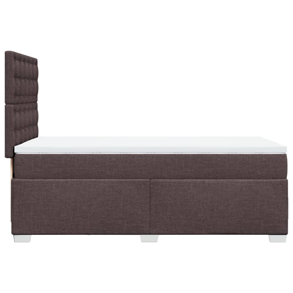 vidaXL Κρεβάτι Boxspring με Στρώμα Σκούρο Καφέ 90x190 εκ. Υφασμάτινο
