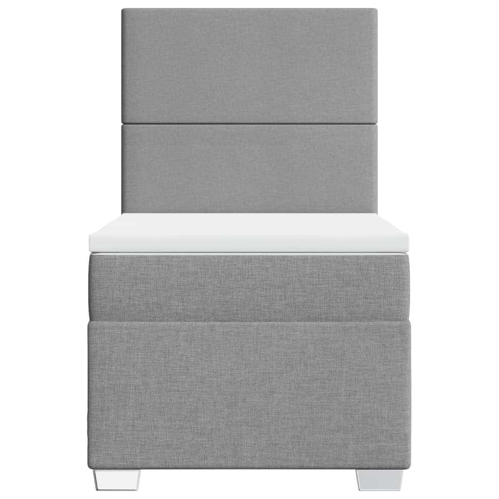 vidaXL Κρεβάτι Boxspring με Στρώμα Ανοιχτό Γκρι 90x200 εκ. Υφασμάτινο