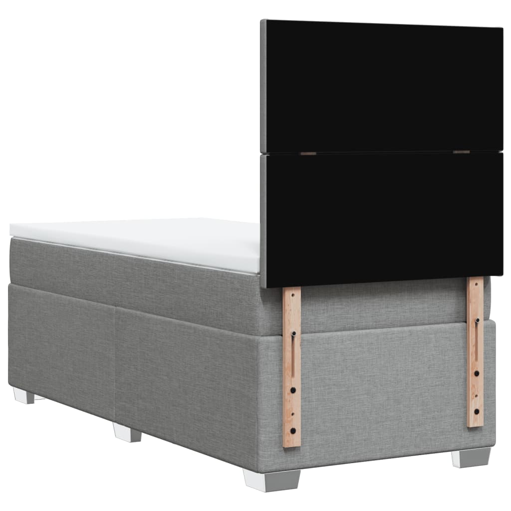 vidaXL Κρεβάτι Boxspring με Στρώμα Ανοιχτό Γκρι 90x200 εκ. Υφασμάτινο
