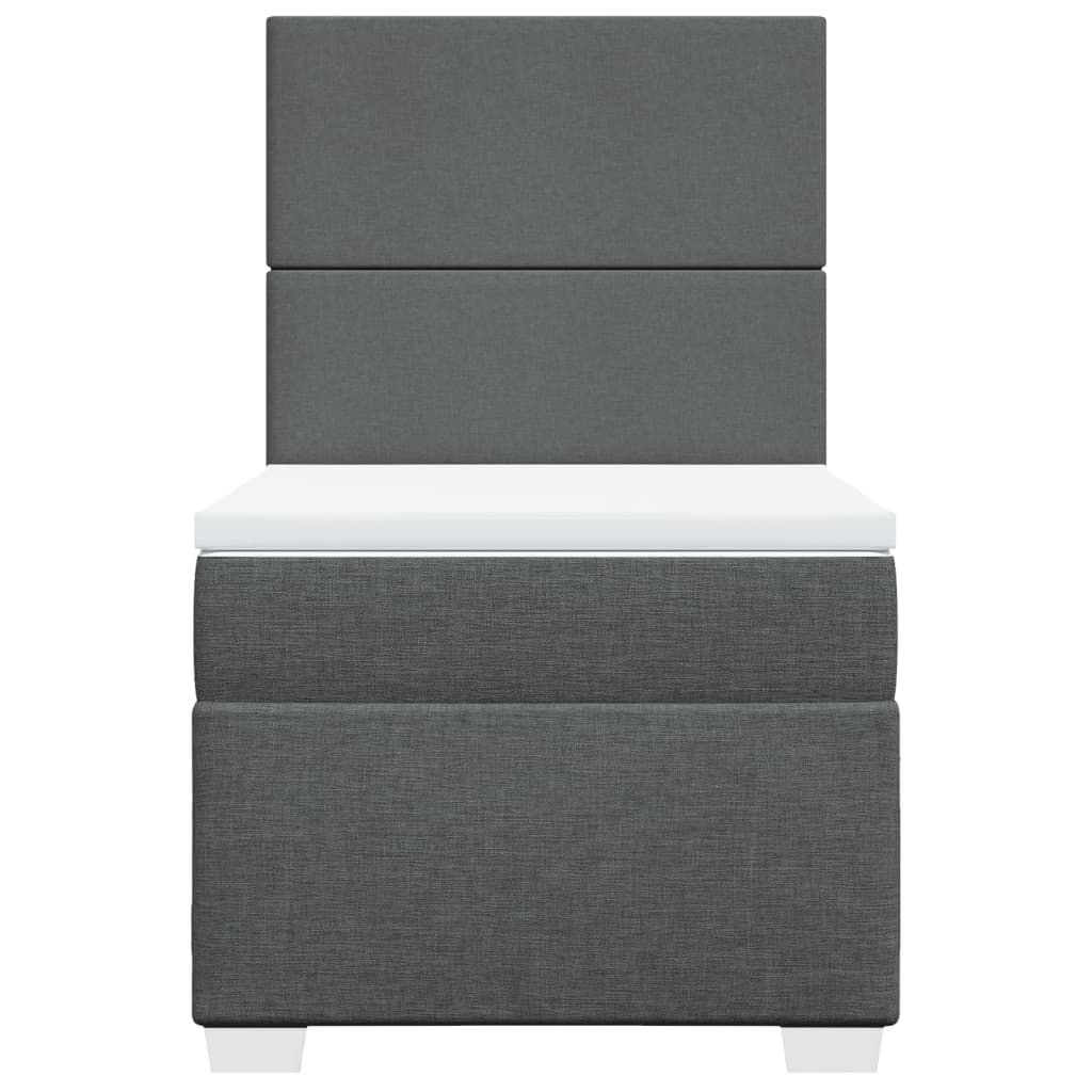 vidaXL Κρεβάτι Boxspring με Στρώμα Σκούρο Γκρι 90x200 εκ. Υφασμάτινο