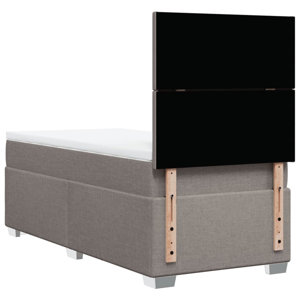 vidaXL Κρεβάτι Boxspring με Στρώμα Taupe 90x200 εκ. Υφασμάτινο