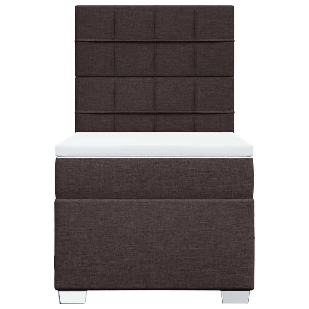 vidaXL Κρεβάτι Boxspring με Στρώμα Σκούρο Καφέ 90x200 εκ. Υφασμάτινο