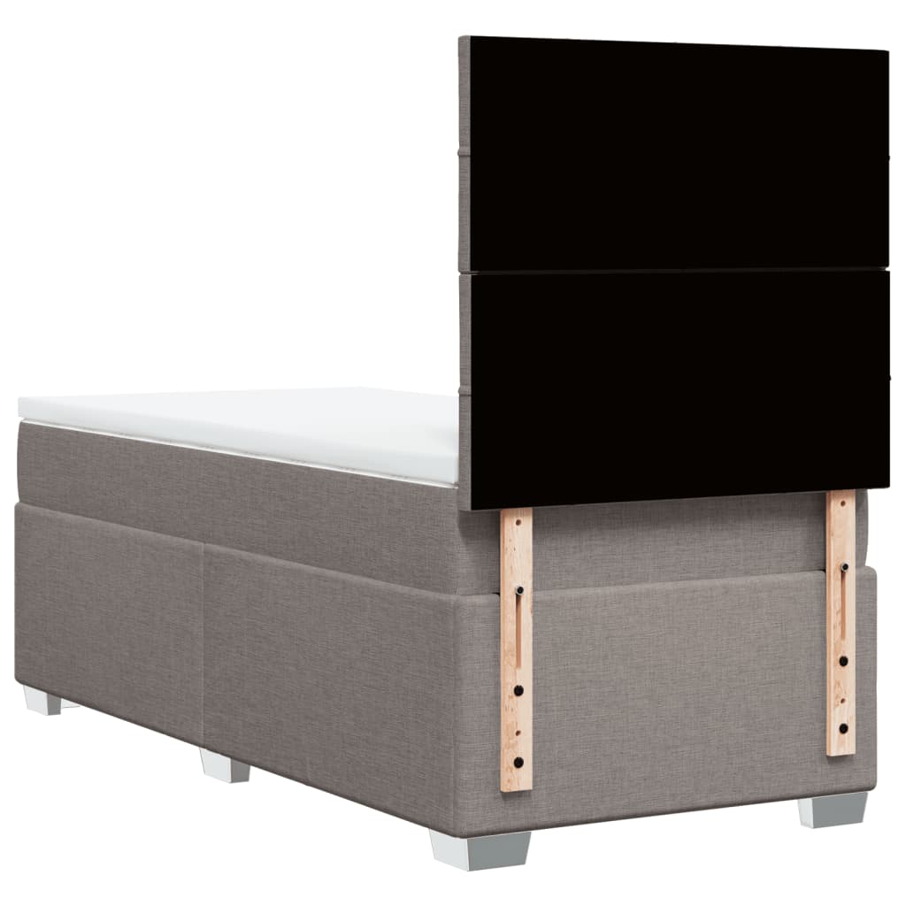 vidaXL Κρεβάτι Boxspring με Στρώμα Taupe 90x200 εκ. Υφασμάτινο