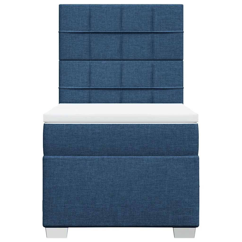 vidaXL Κρεβάτι Boxspring με Στρώμα Μπλε 90x200 εκ.Υφασμάτινο