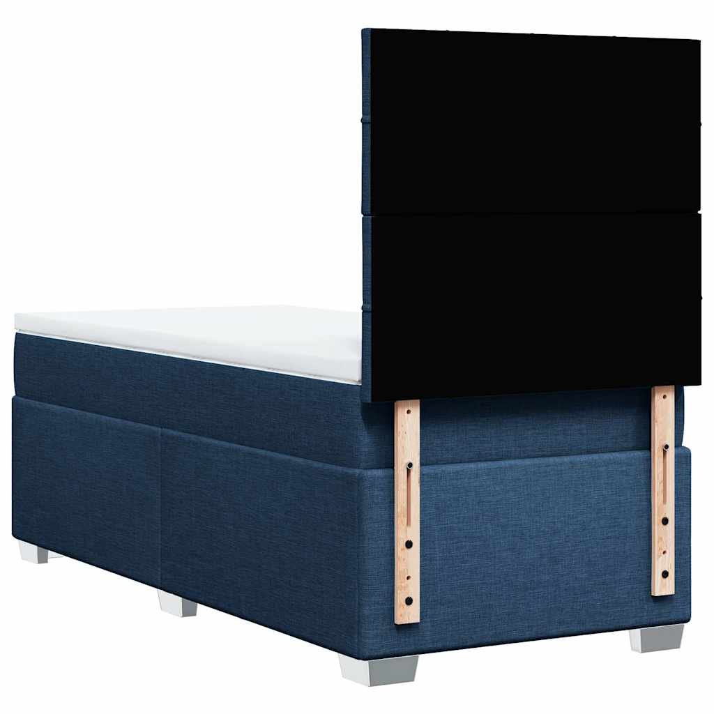 vidaXL Κρεβάτι Boxspring με Στρώμα Μπλε 90x200 εκ.Υφασμάτινο