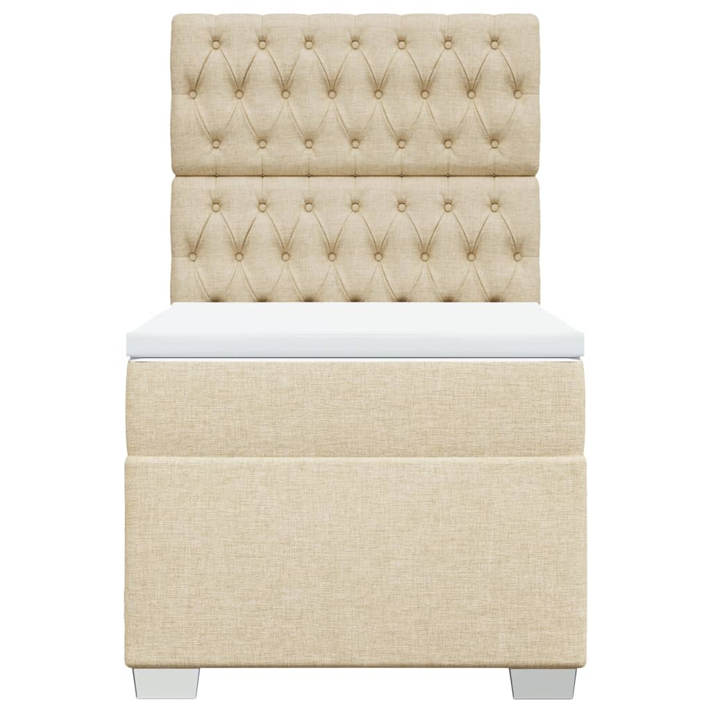 vidaXL Κρεβάτι Boxspring με Στρώμα Κρεμ 90x200 εκ.Υφασμάτινο