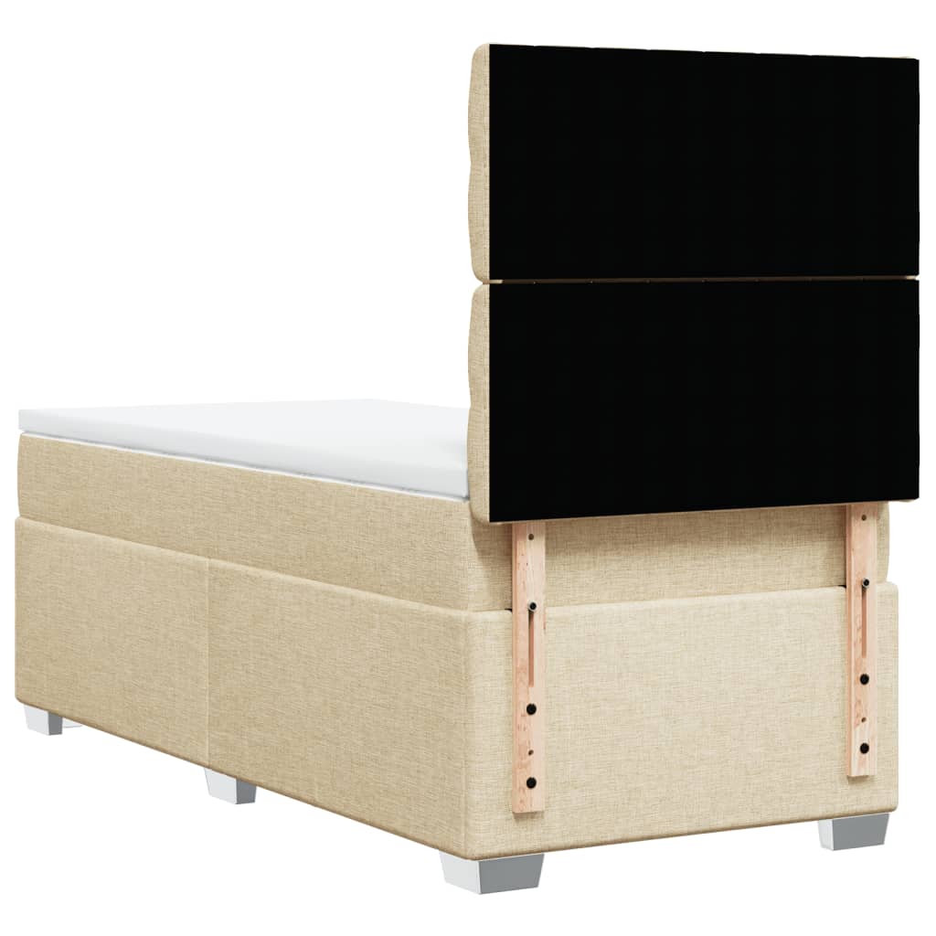 vidaXL Κρεβάτι Boxspring με Στρώμα Κρεμ 90x200 εκ.Υφασμάτινο