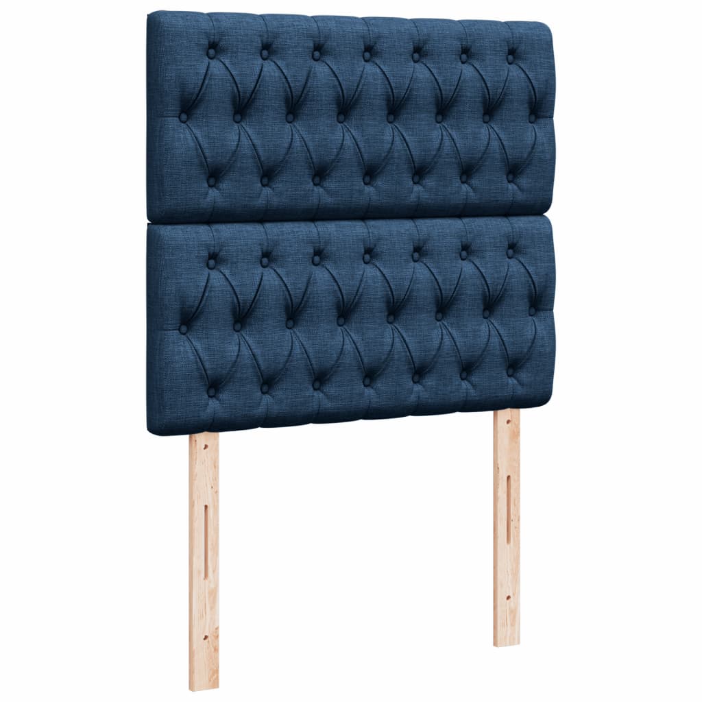 vidaXL Κρεβάτι Boxspring με Στρώμα Μπλε 90x200 εκ.Υφασμάτινο