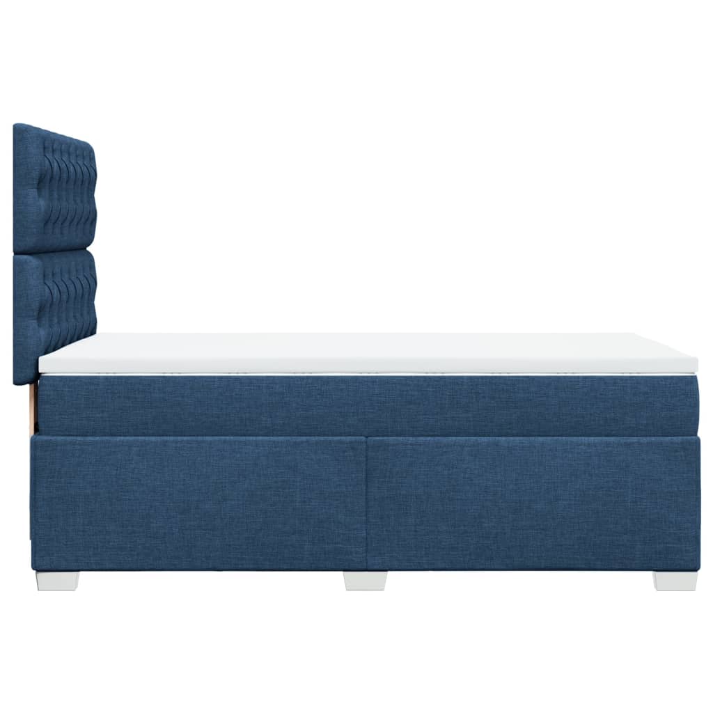vidaXL Κρεβάτι Boxspring με Στρώμα Μπλε 90x200 εκ.Υφασμάτινο