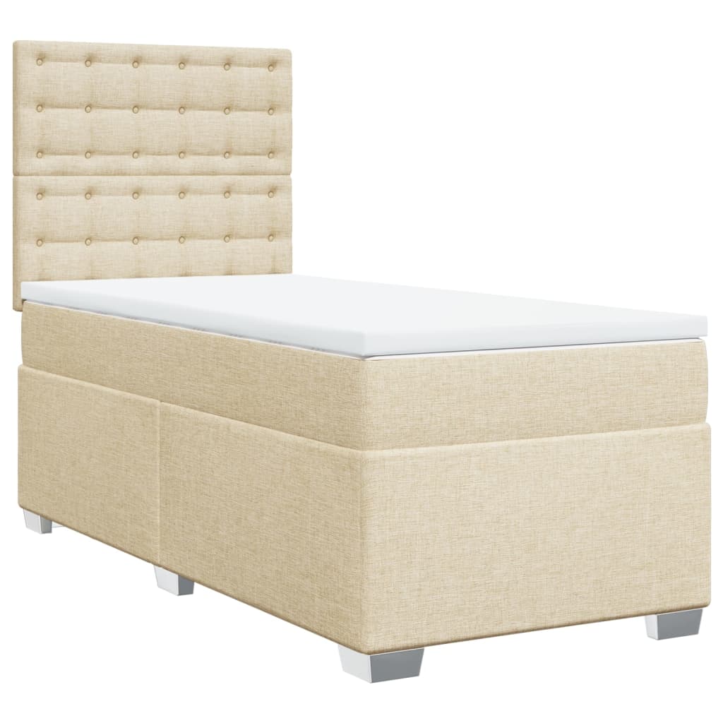 vidaXL Κρεβάτι Boxspring με Στρώμα Κρεμ 90x200 εκ.Υφασμάτινο
