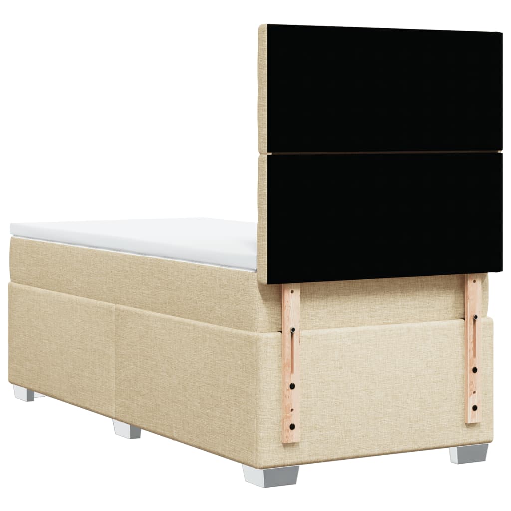 vidaXL Κρεβάτι Boxspring με Στρώμα Κρεμ 90x200 εκ.Υφασμάτινο
