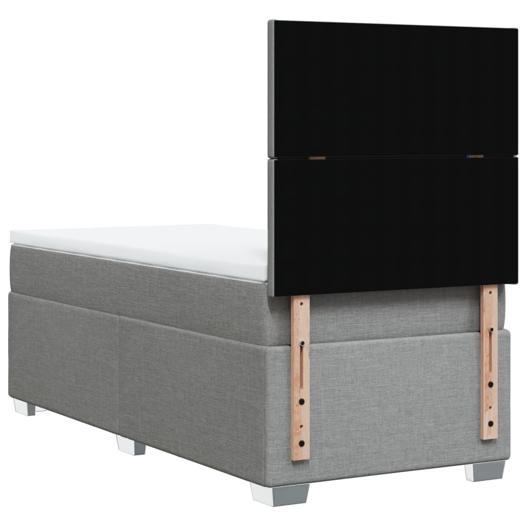 vidaXL Κρεβάτι Boxspring με Στρώμα Ανοιχτό Γκρι 100x200 εκ. Υφασμάτινο