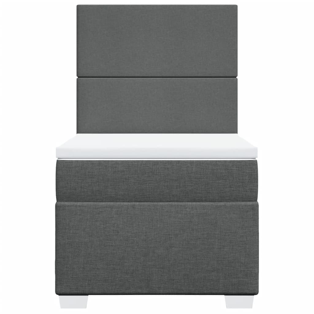 vidaXL Κρεβάτι Boxspring με Στρώμα Σκούρο Γκρι 100x200 εκ. Υφασμάτινο