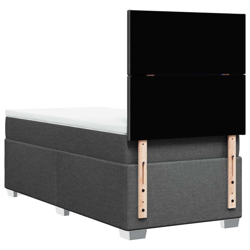 vidaXL Κρεβάτι Boxspring με Στρώμα Σκούρο Γκρι 100x200 εκ. Υφασμάτινο