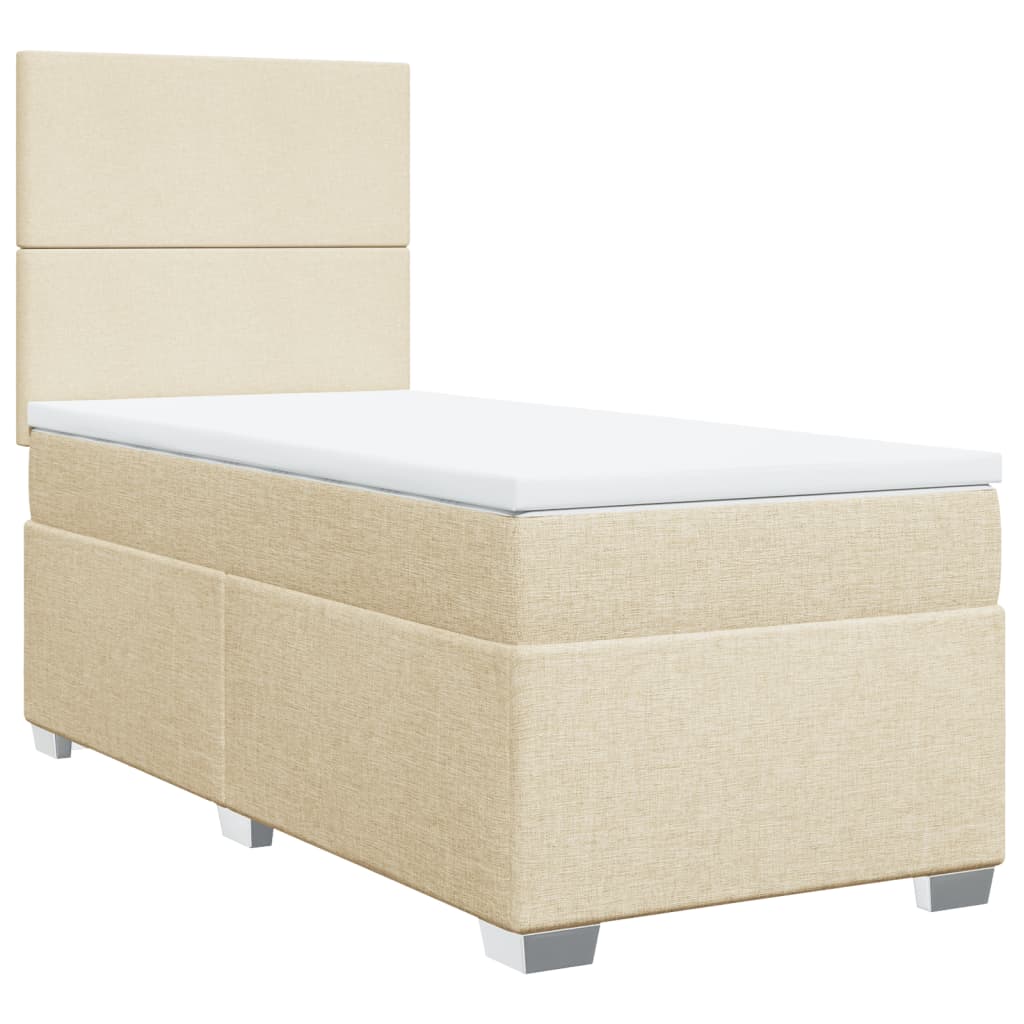 vidaXL Κρεβάτι Boxspring με Στρώμα Κρεμ 100 x 200 εκ. Υφασμάτινο