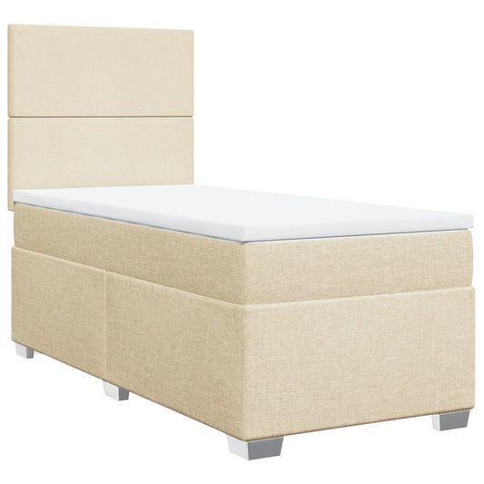 vidaXL Κρεβάτι Boxspring με Στρώμα Κρεμ 100 x 200 εκ. Υφασμάτινο