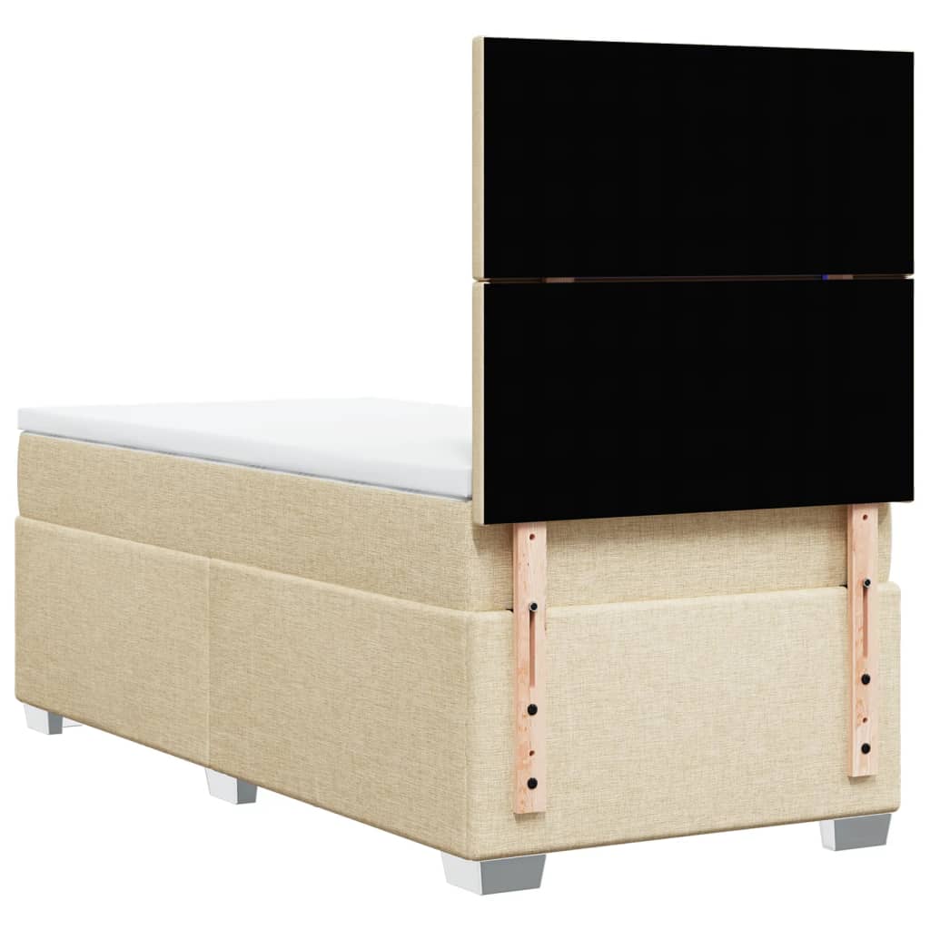 vidaXL Κρεβάτι Boxspring με Στρώμα Κρεμ 100 x 200 εκ. Υφασμάτινο