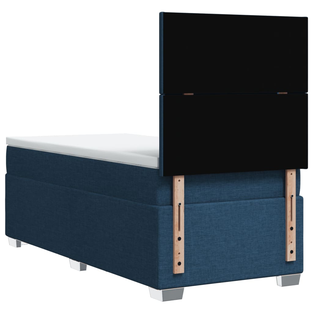 vidaXL Κρεβάτι Boxspring με Στρώμα Μπλε 100 x 200 εκ. Υφασμάτινο