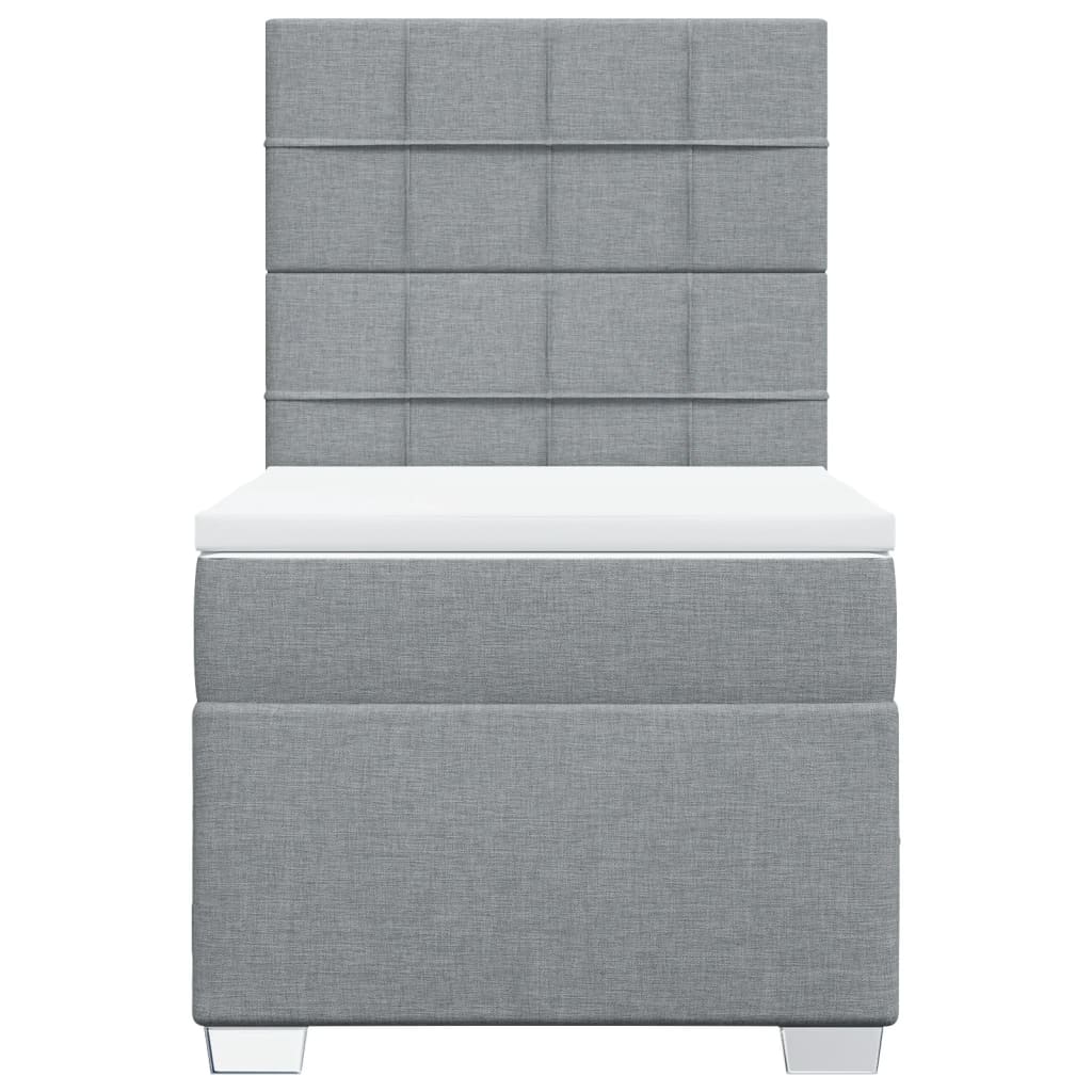 vidaXL Κρεβάτι Boxspring με Στρώμα Ανοιχτό Γκρι 100x200 εκ. Υφασμάτινο