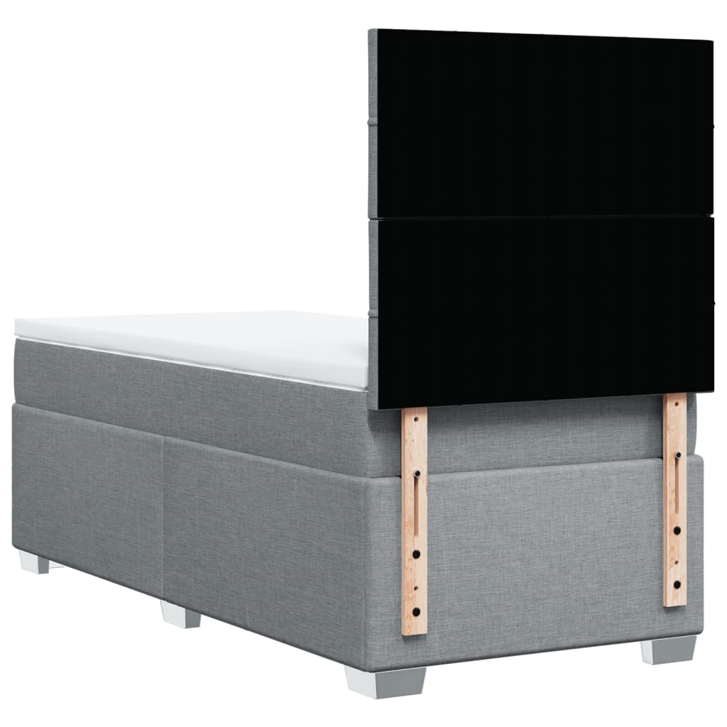 vidaXL Κρεβάτι Boxspring με Στρώμα Ανοιχτό Γκρι 100x200 εκ. Υφασμάτινο