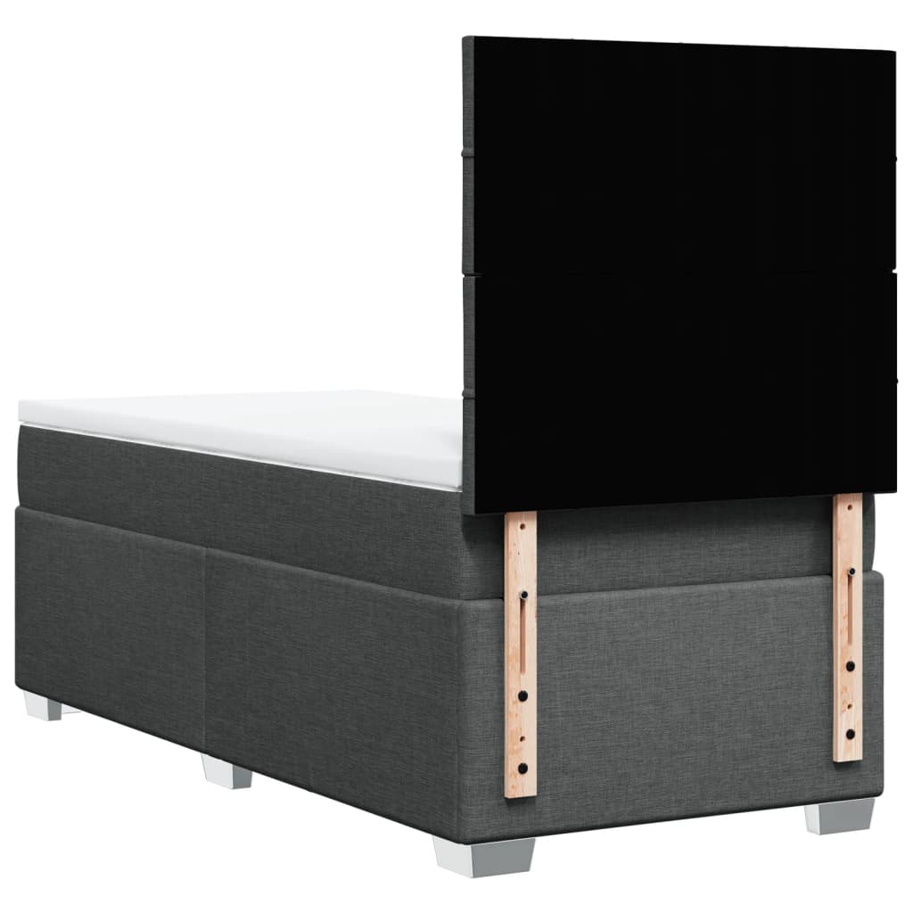 vidaXL Κρεβάτι Boxspring με Στρώμα Σκούρο Γκρι 100x200 εκ. Υφασμάτινο