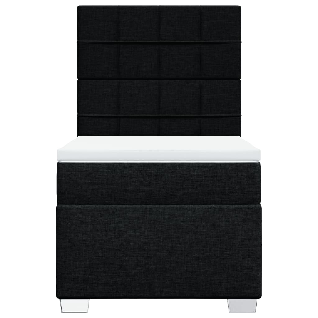 vidaXL Κρεβάτι Boxspring με Στρώμα Μαύρο 100 x 200 εκ. Υφασμάτινο