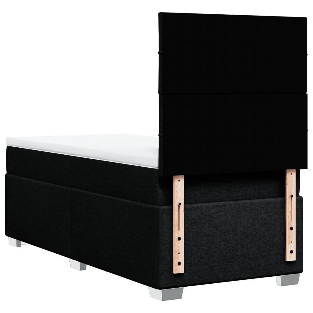 vidaXL Κρεβάτι Boxspring με Στρώμα Μαύρο 100 x 200 εκ. Υφασμάτινο