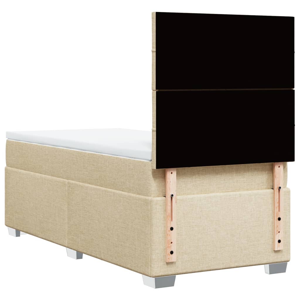 vidaXL Κρεβάτι Boxspring με Στρώμα Κρεμ 100 x 200 εκ. Υφασμάτινο