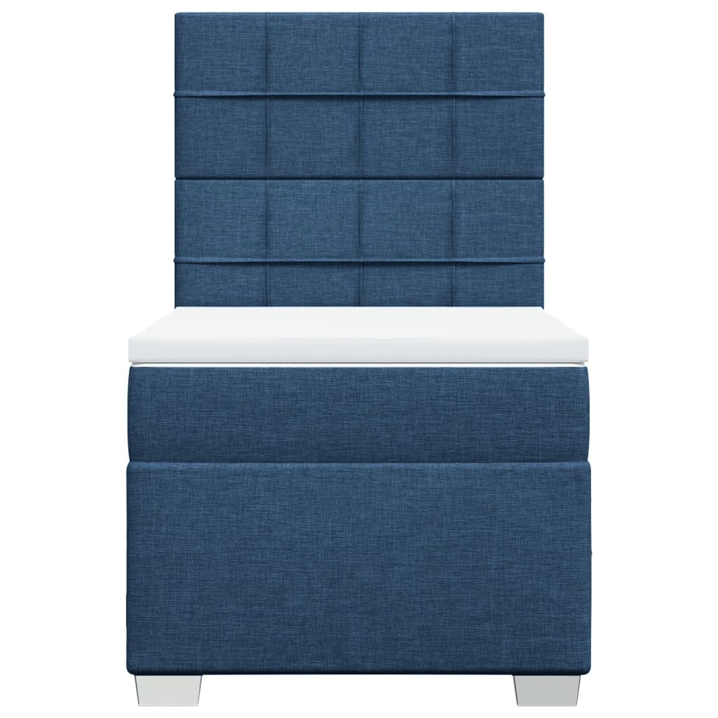 vidaXL Κρεβάτι Boxspring με Στρώμα Μπλε 100 x 200 εκ. Υφασμάτινο