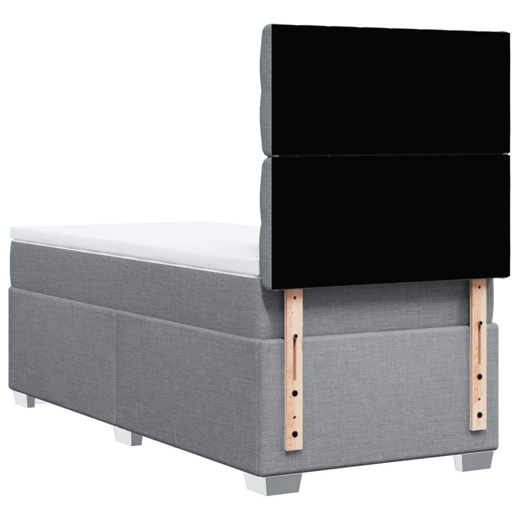 vidaXL Κρεβάτι Boxspring με Στρώμα Ανοιχτό Γκρι 100x200 εκ. Υφασμάτινο