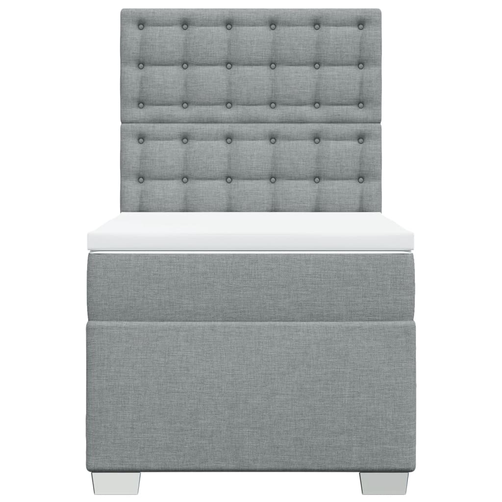 vidaXL Κρεβάτι Boxspring με Στρώμα Ανοιχτό Γκρι 100x200 εκ. Υφασμάτινο