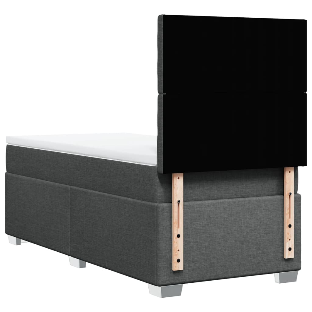 vidaXL Κρεβάτι Boxspring με Στρώμα Σκούρο Γκρι 100x200 εκ. Υφασμάτινο