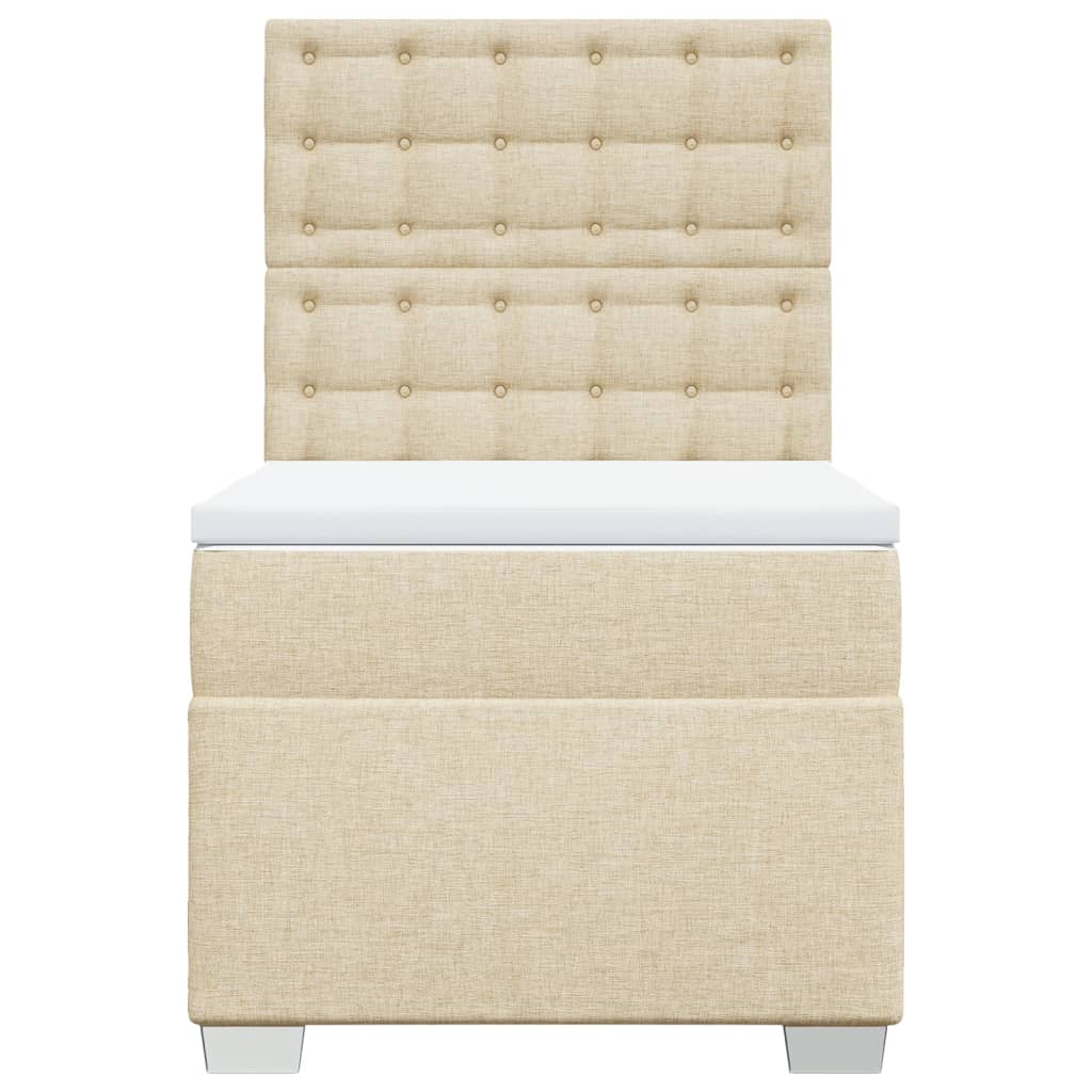 vidaXL Κρεβάτι Boxspring με Στρώμα Κρεμ 100 x 200 εκ. Υφασμάτινο