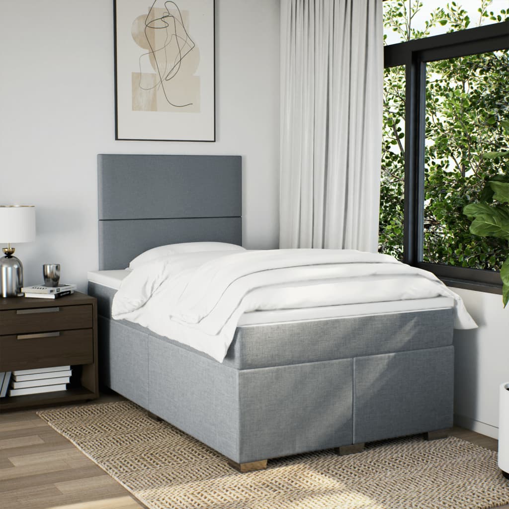 vidaXL Κρεβάτι Boxspring με Στρώμα Ανοιχτό Γκρι 120x190 εκ. Υφασμάτινο