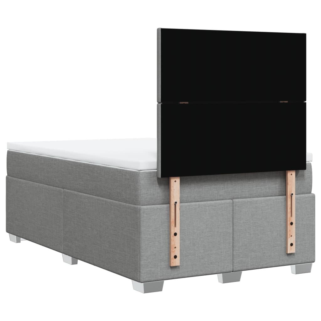 vidaXL Κρεβάτι Boxspring με Στρώμα Ανοιχτό Γκρι 120x190 εκ. Υφασμάτινο