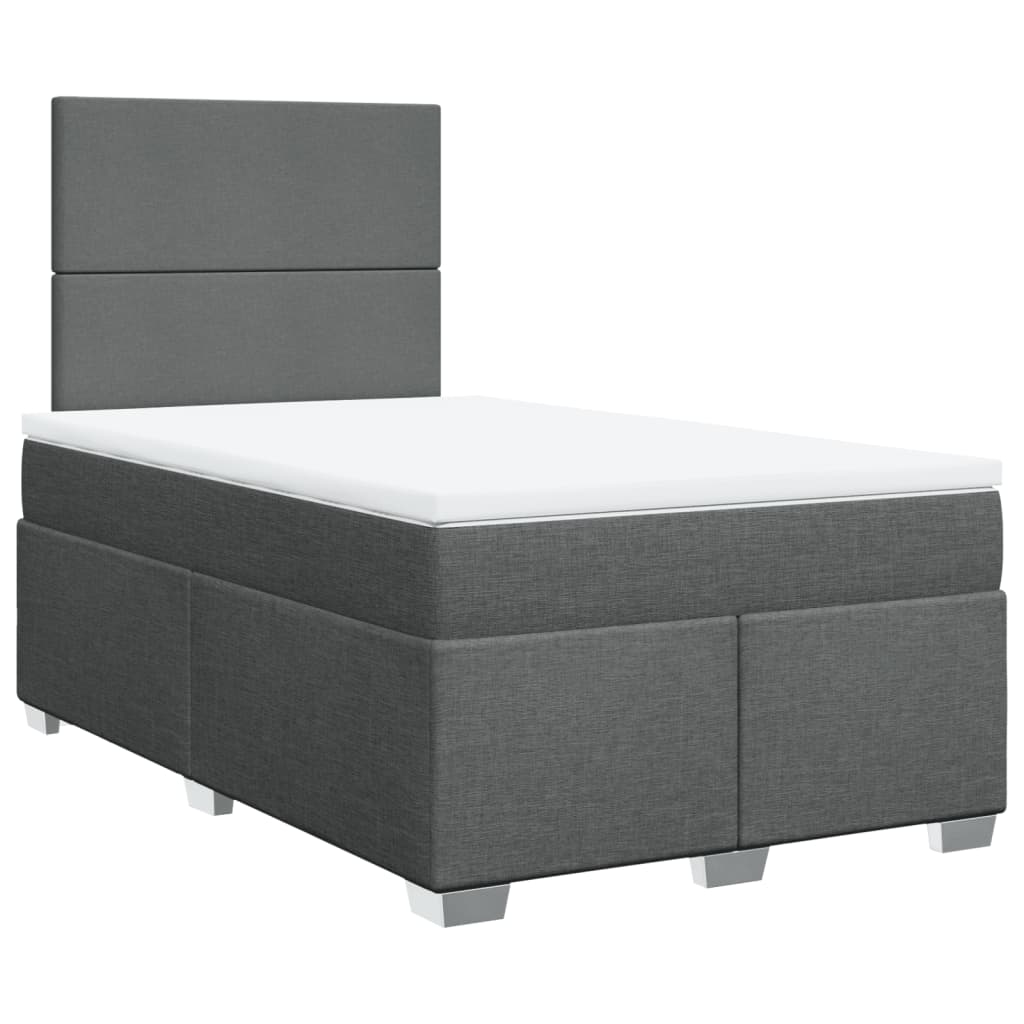 vidaXL Κρεβάτι Boxspring με Στρώμα Σκούρο Γκρι 120x190 εκ Υφασμάτινο