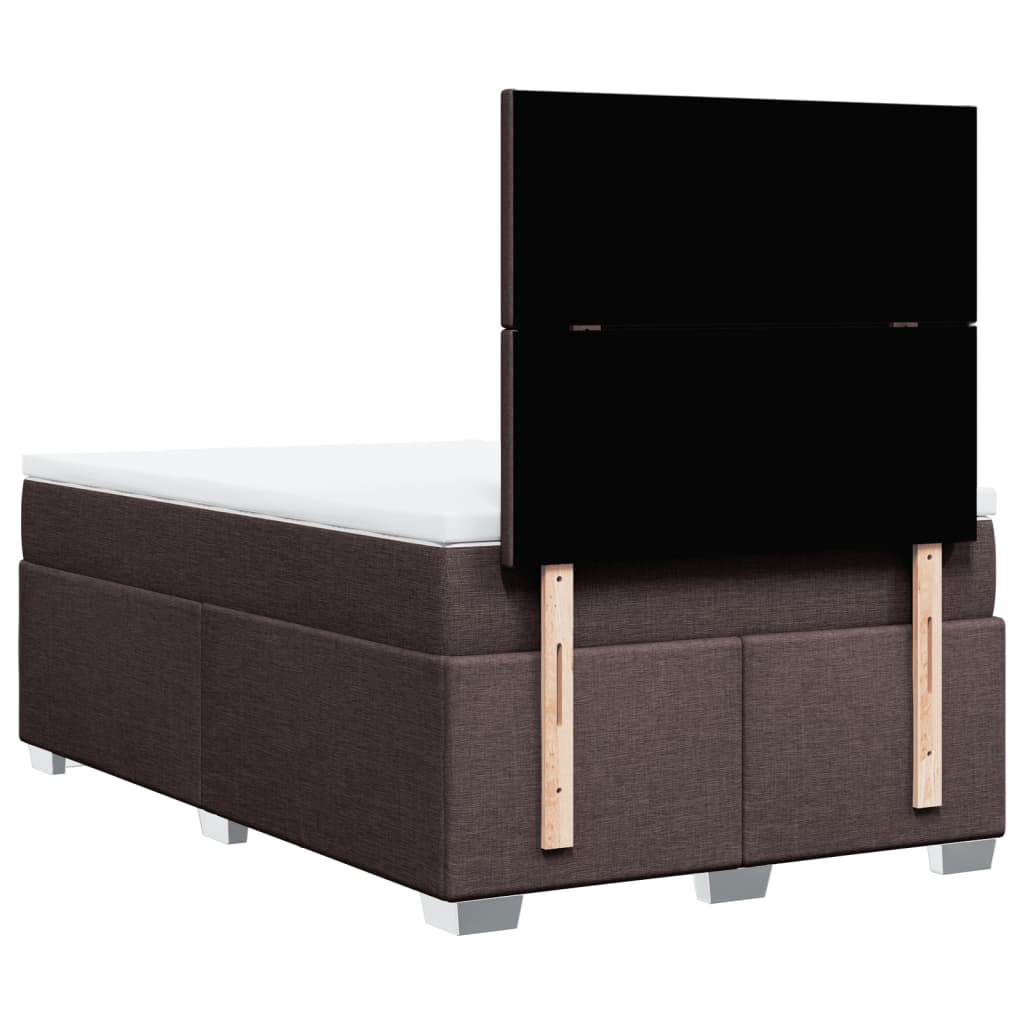 vidaXL Κρεβάτι Boxspring με Στρώμα Σκούρο Καφέ 120x190 εκ Υφασμάτινο