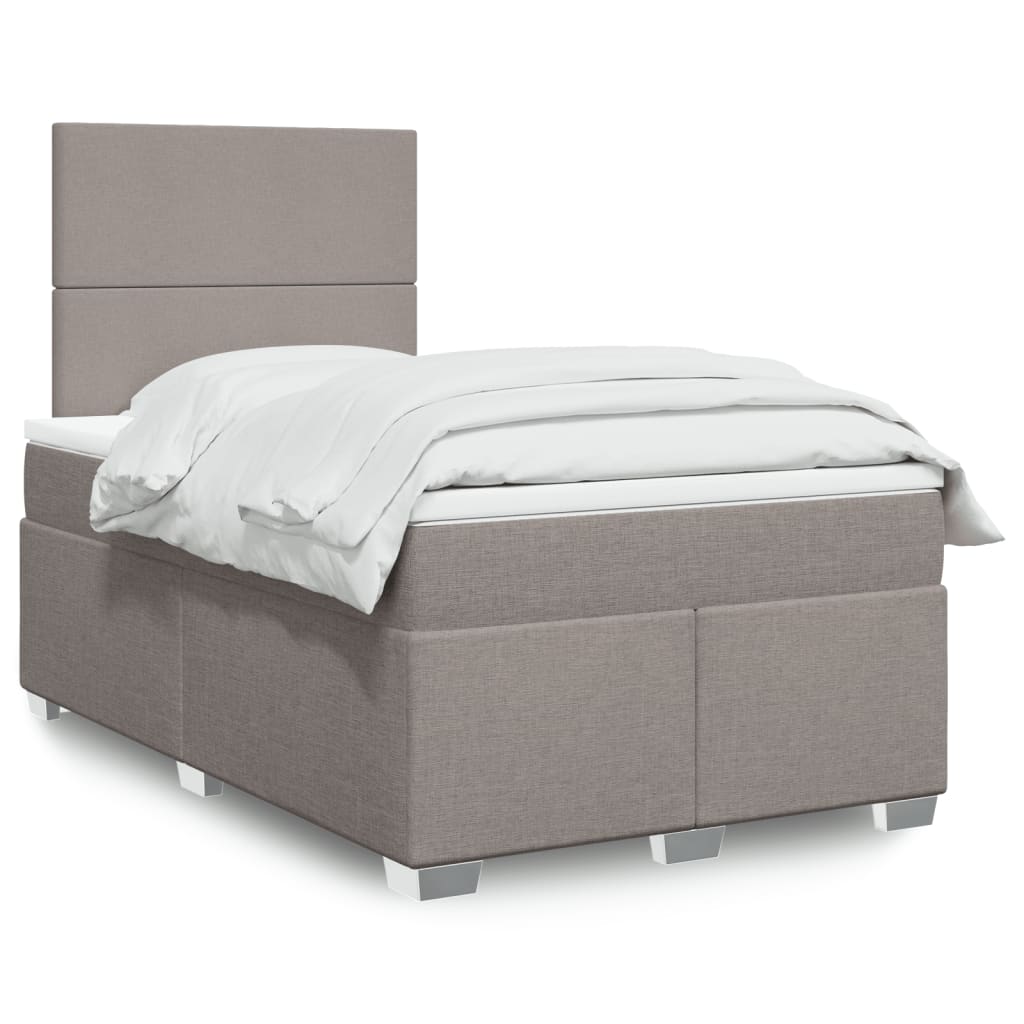 vidaXL Κρεβάτι Boxspring με Στρώμα Taupe 120x190 εκ. Υφασμάτινο