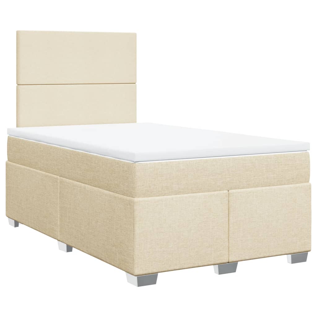 vidaXL Κρεβάτι Boxspring με Στρώμα Κρεμ 120x190 εκ. Υφασμάτινο