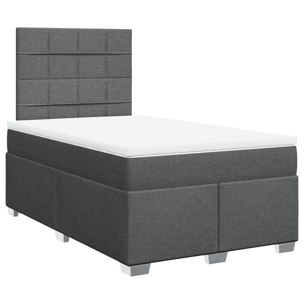 vidaXL Κρεβάτι Boxspring με Στρώμα Σκούρο Γκρι 120x190 εκ Υφασμάτινο
