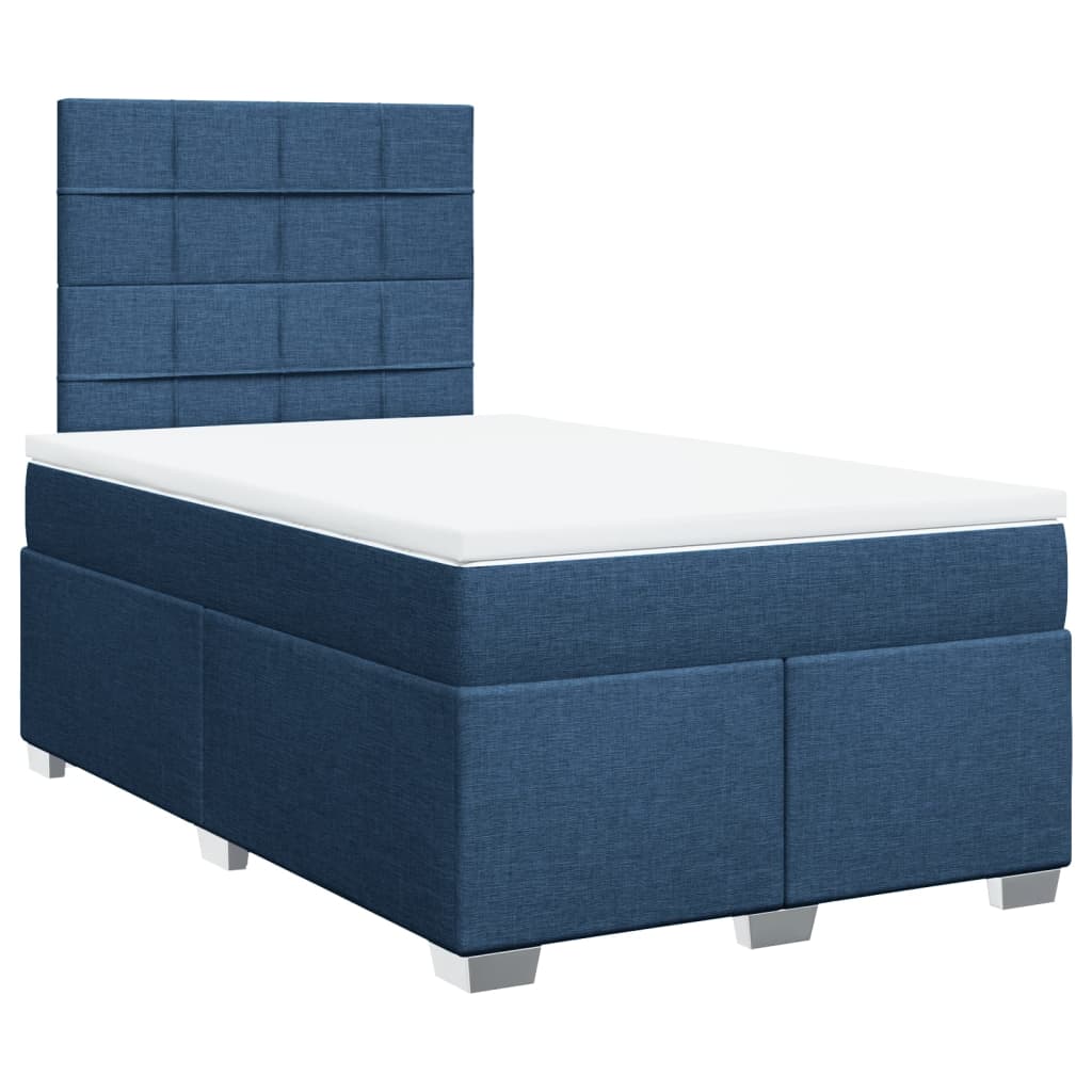 vidaXL Κρεβάτι Boxspring με Στρώμα Μπλε 120x190 εκ. Υφασμάτινο